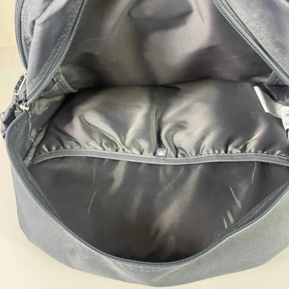 New Columbia Gray Northern Pass II Backpack With Brown Faux Leather Bottom